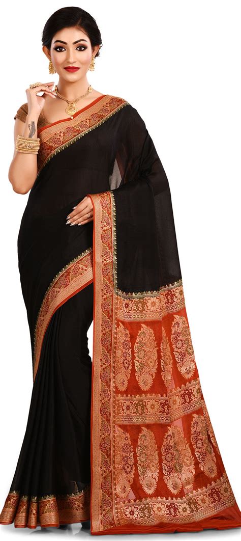 Party Wear Traditional Black And Grey Color Banarasi Silk Silk Fabric Saree 1566287