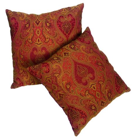 Rust Red Jacquard Paisley 18 Inch Pillows Set Of 2 Free Shipping On