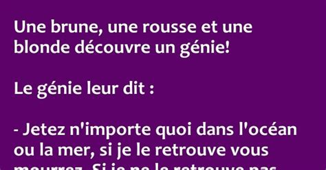 Une brune une rousse et une blonde découvre un génie Blagues et les meilleures images drôles