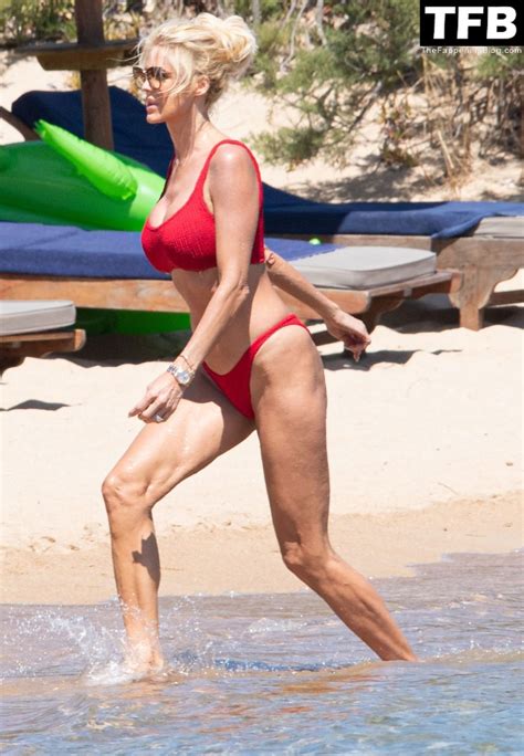 Victoria Silvstedt Showcases Her Sexy Figure In A Skimpy Red Bikini Photos TheFappening
