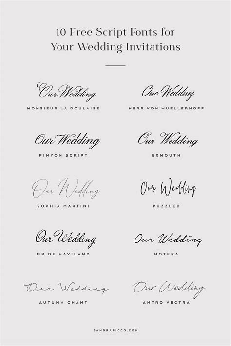 10 Free Script Fonts for Wedding Invitations - sandrapicco.com