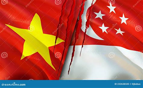 Vietnam And Singapore Flags D Waving Flag Design Vietnam Singapore