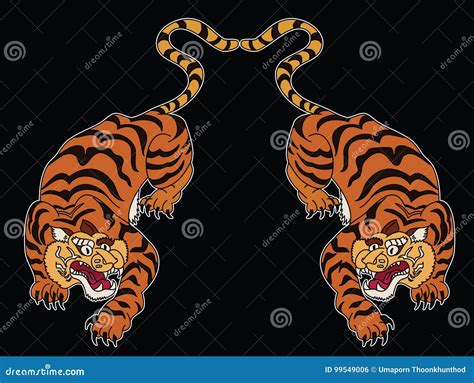 Vetor Japonês Do Projeto Da Tatuagem Do Tigre Ilustração do Vetor