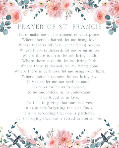 Prayer Of St Francis Peace Prayer Digital File Download Etsy