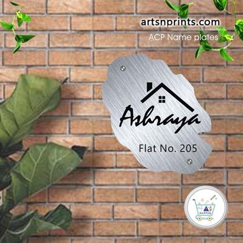 Ashraya Silver Acp Printed Name Plate For Flats By Artsnprints