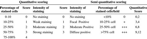 Quantitative And Semi Quantitative Scoring Of The Immunohistochemistry Download Table