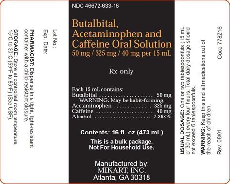 Butalbital Acetaminophen And Caffeine Solution FDA Prescribing