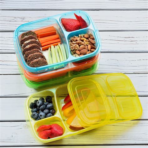 Pack Bento Lunch Box Meal Prep Containers Reusable Plastic Divided