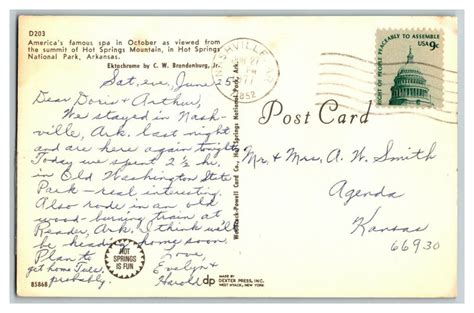 Greetings From Hot Springs Nat L Park Ark Vintage Standard View Postcard United States