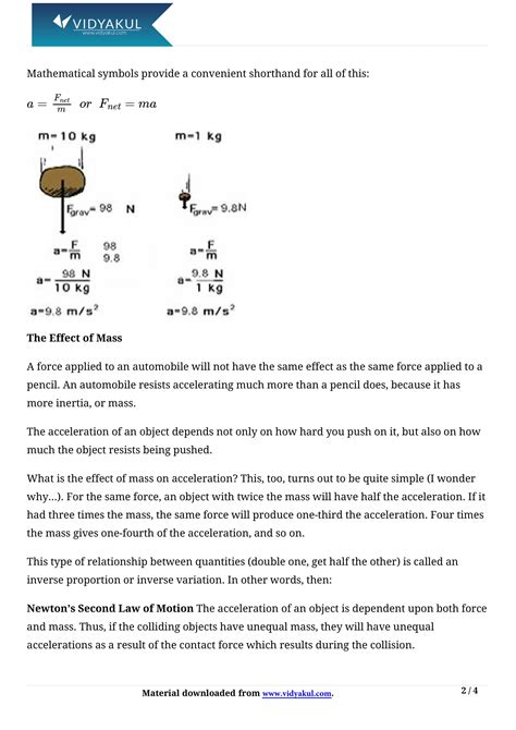 Class Th Science Force And Laws Of Motion Ncert Notes Cbse