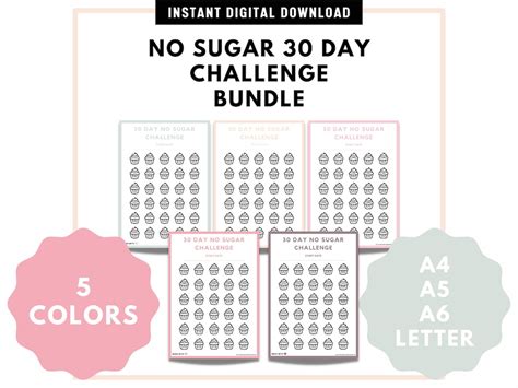 30 Day No Sugar Challenge Printable Tracker Track Your Etsy