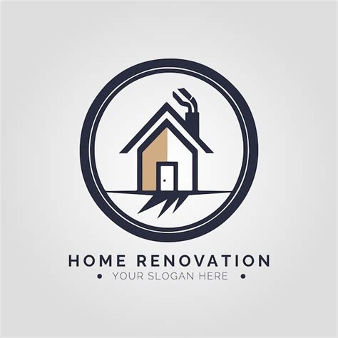 Home renovation logo konzept für unternehmen und branding Premium Vektor