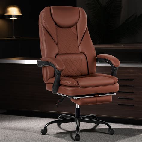 Executive High-Back Ergonomic Leather Office Chair with Footrest SDA00 ...