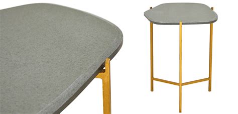 Приставной стол с серой каменной столешницей Tuan Side Table Grey по ...