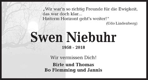 Traueranzeigen Von Swen Niebuhr Trauer Anzeigen De