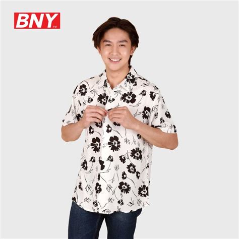 Bny Mens Rayon Floral Full Print Short Sleeve Button Down Shirt 281