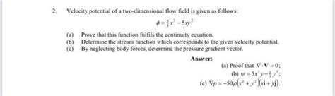 2 Velocity Potential Of A Two Dimensional Flow Field