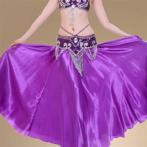 Belly Dance Skirt Practice Skirt 360 Full Circle Satin Long Skirt Swing