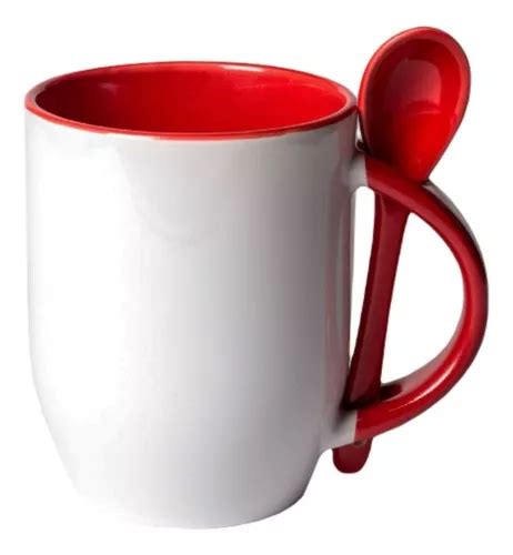 Taza Con Cuchara Para Sublimar Con Caja Individual Color Rojo Cuotas