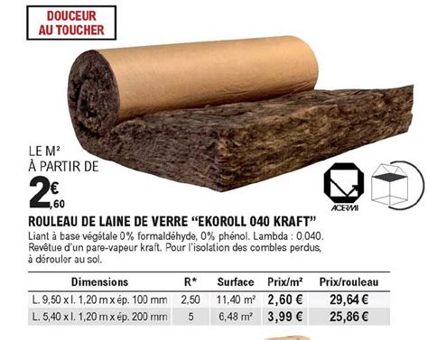 Promo Rouleau De Laine De Verre Ekoroll Kraft Chez E Leclerc