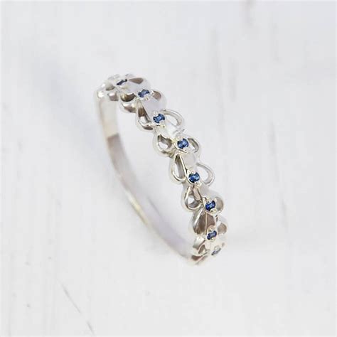 Unique Wedding Band Sapphire Band Silver Band Ring Blue - Etsy