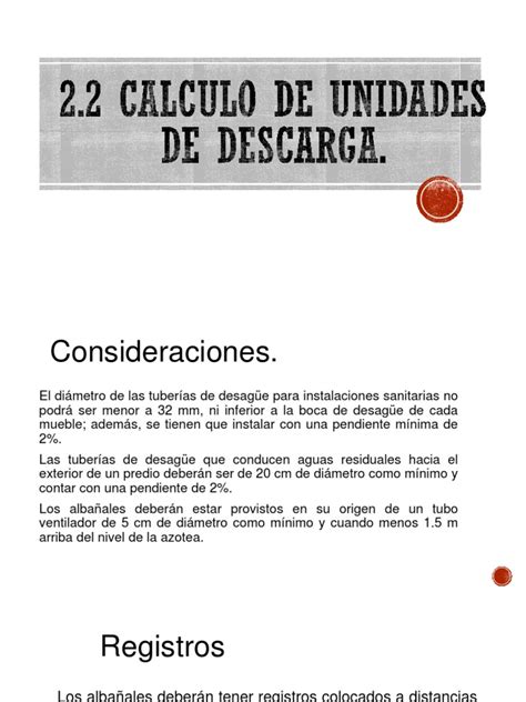 2 2 Calculo De Unidades De Descarga Pdf Colector De Aguas Pluviales Tanque Séptico