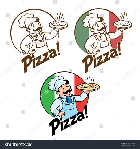 Emblem Funny Cook Chef Baker Pizza Stock Vector Royalty Free 394615906