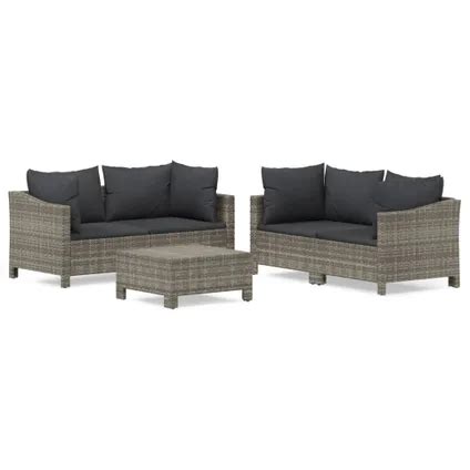 Vidaxl Lounge Hoekbank Grijs Pe Rattan En Staal X X Cm