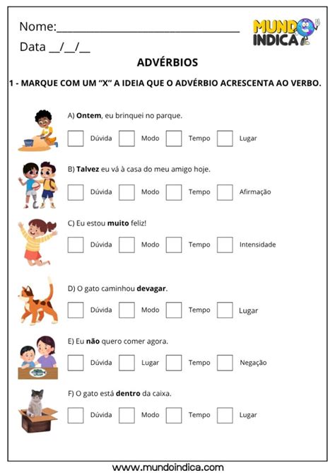 Pequeno Texto Com Advérbios - Atividades de Português com Advérbios para Imprimir