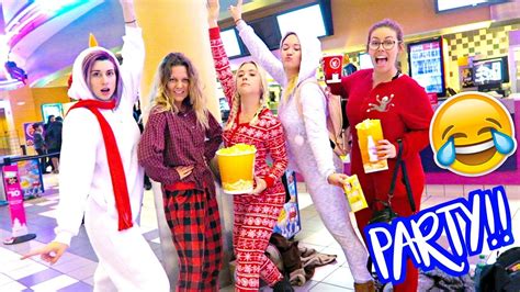 Onesie Pajama Party At The Movies Vlogmas Day 21 Youtube