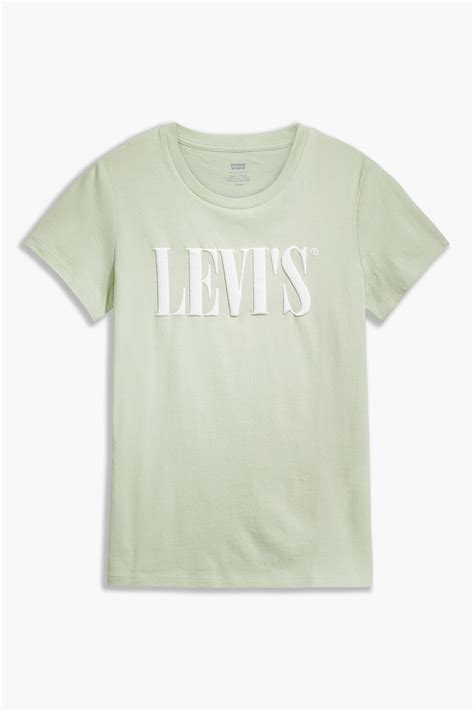 Levi's, Памучна тениска с лого, Бледо зелено, S - eMAG.bg