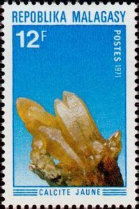 Stamp Yellow Calcit Madagascar Minerals Mi Mg Sn Mg Yt