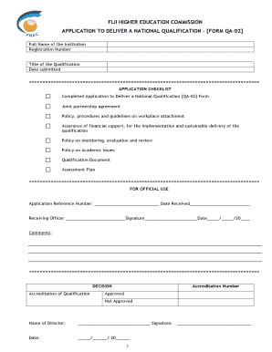 Fillable Online Fhec Org FIJI HIGHER EDUCATION COMMISSION APPLICATION