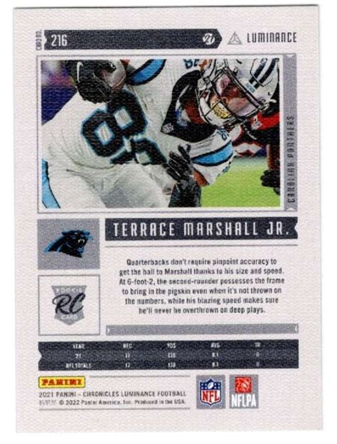 Terrace Marshall Jr Rc Panini Chronicles Luminance Rookie Pa