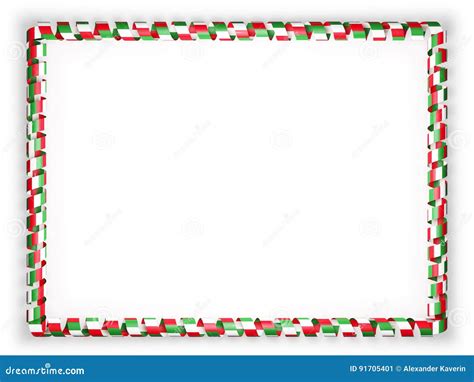 Frame And Border Of Ribbon With The Italy Flag 3d Illustration Stock