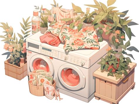 Premium Photo Laundry Room Isometric Composition With Washing