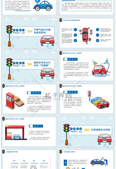 蓝色卡通风冬季行车安全培训pptppt模板免费下载 Ppt模板 千库网