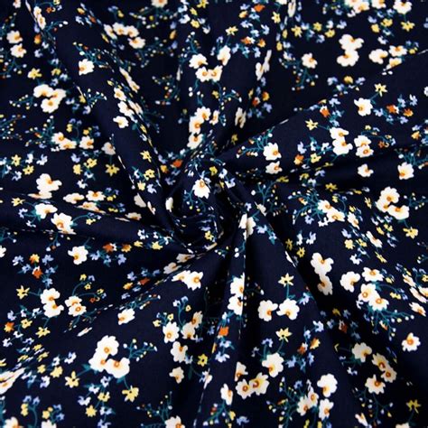 Tela Poplin Light Print Katia Pansy Navy