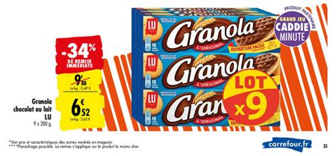 Promo Granola Chocolat Au Lait Lu 34 De Remise Immédiate chez