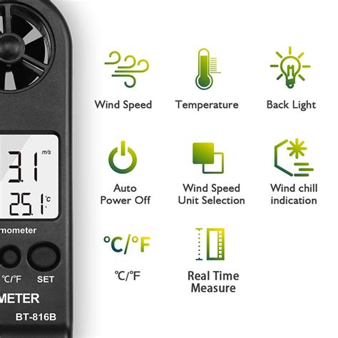 Mini Anemometer Bt B Digital Wind Speed Meter Gauge With