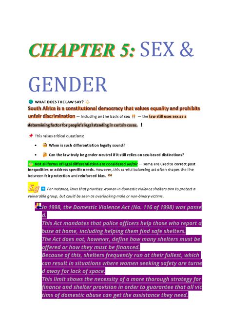 Chapter Sex And Gender SEX GENDER WHAT DOES THE LAW SAY