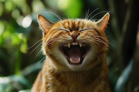 Cat Yawning Premium Ai Generated Image