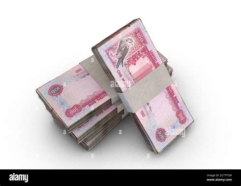 A Stack Of Bundled Uae Dirham Banknotes On An Isolated Background D