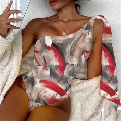Tejiojio Summmer Savings Women S Contrast Color Printing Camisole Shoulder Backless Bikini One