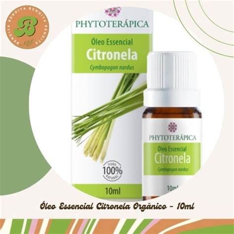 Óleo Essencial Citronela Orgânico 10ml 100 Puro Natural