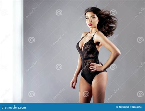 Sensual Brunette Woman In Lingerie Stock Photo Image Of Erotic Sensual 48208206