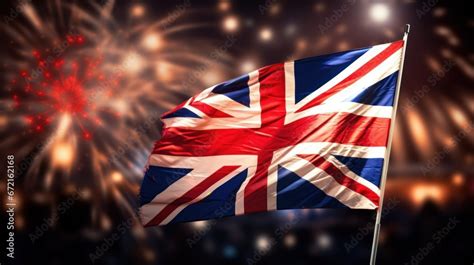 Guy Fawkes Night Bonfire Festive Background With United Kingdom Flag