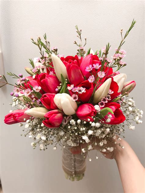 Red Tulip Bridal Bouquet | Prom Flowers Bouquet