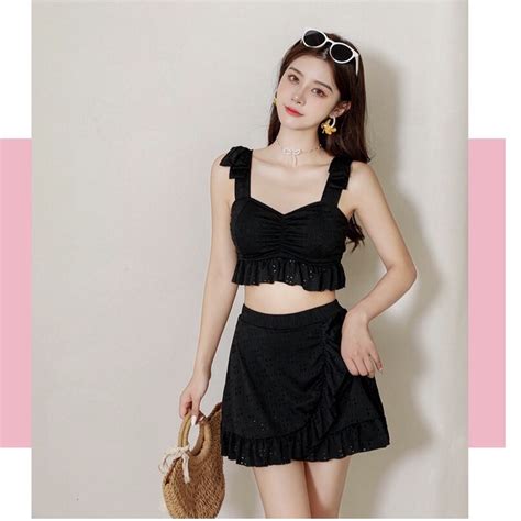 Set bikini đi biển mảnh đẹp đồ tắm đồ bơi chân váy xoè che bụng kín đáo B Shopee Việt Nam