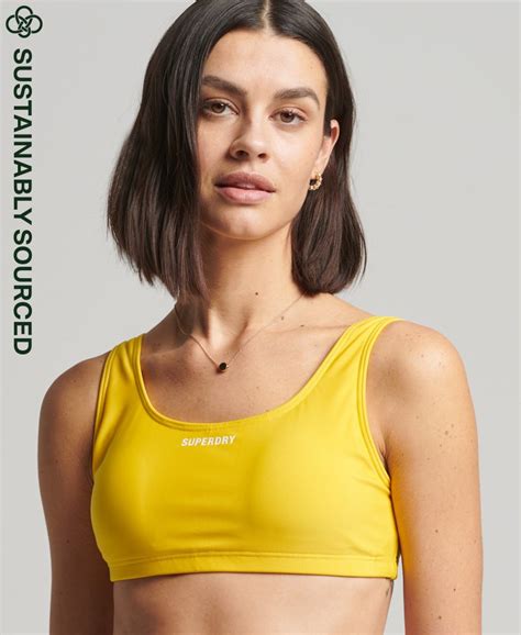 Womens Essential Bikini Top In Nautical Yellow Superdry Uk